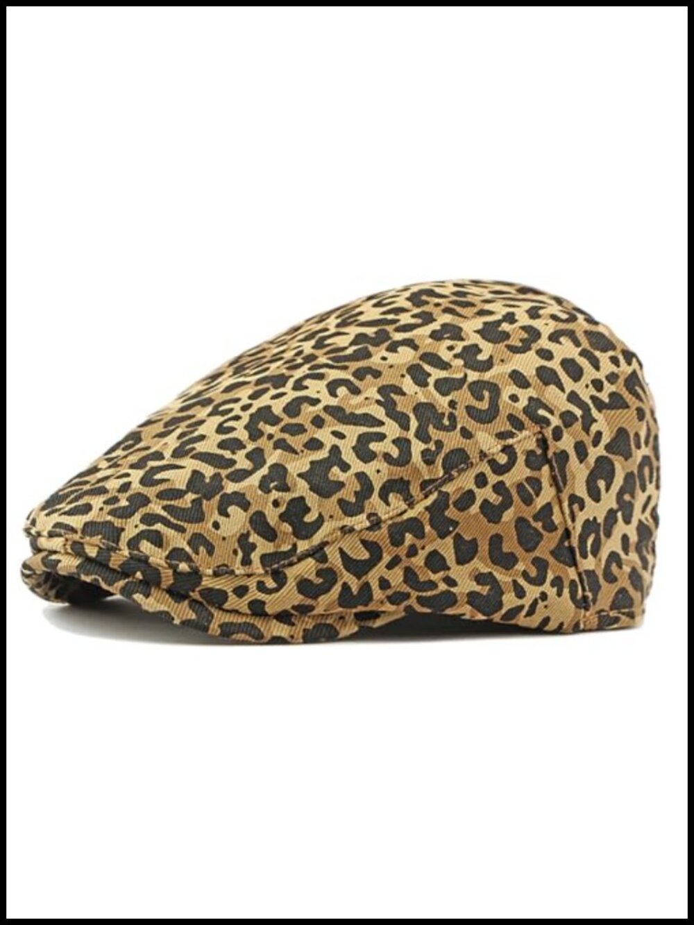 Cotton Leopard Print Newsboy Beret Retro Adjustable Ivy Cabbie Flat Cap
